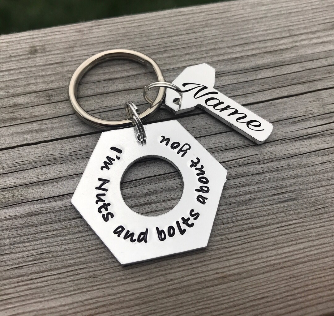 Im Nuts and Bolts About You, Personalised Keyring, Valentines Gift