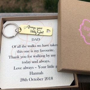 Father of the bride keyring and personalised gift box, Always your little Girl keyring, Father of the bride, Dad keyring image 4