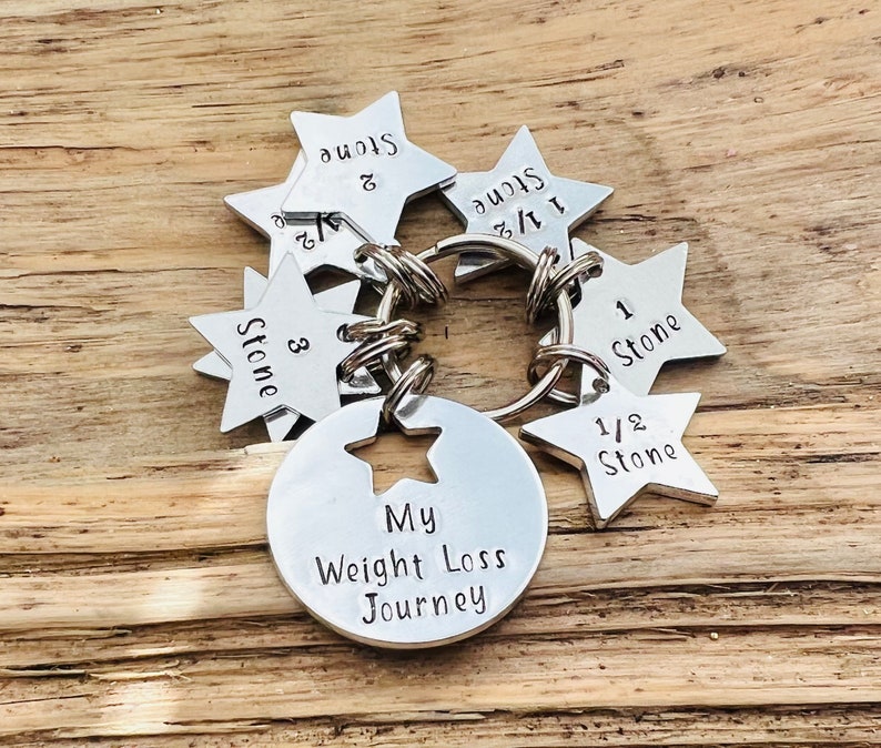 Hand stamped weight loss journey keyring, weight loss keyring, motivational keyring, diet keyring, inspirational keyring, new year gift image 3