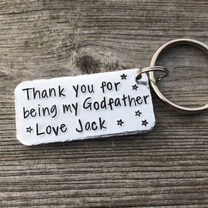 Godfather Gift, Godmother Gift, Personalised Godmother Keyring, Personalised Godfather Keyring, Godparent Gift image 3