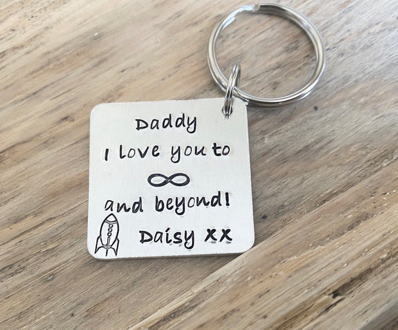 Personalised Fathers Day Moon Stars Wooden Keyring Grandad Dad Daddy Gifts