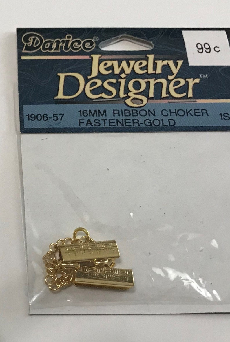 2 Pkgs Darice Jewelry Designer Gold Ribbon Choker Fastner Set and 3 hole spacer bars Unopened