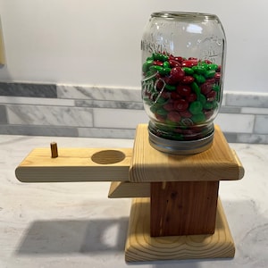 Wooden Ball Canning Jar Candy or Nut Dispenser- Candy not included