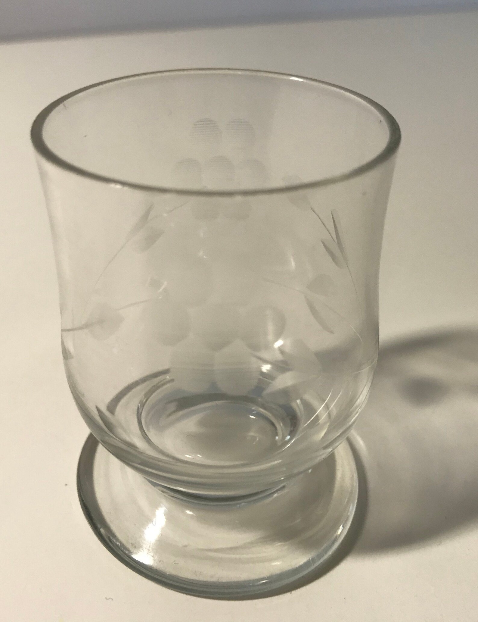 Vintage Small Stemmed Clear Shot Glass with Etched on Flowers Etsy
