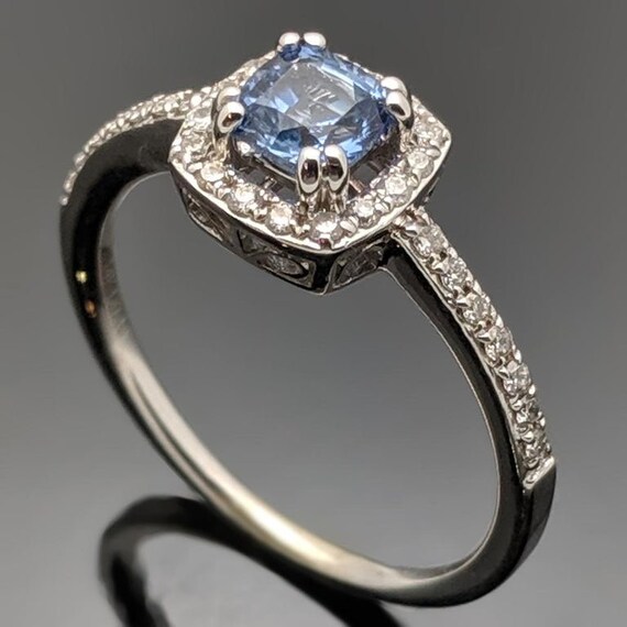 Contemporary 14 Karat White Gold Blue Sapphire an… - image 6