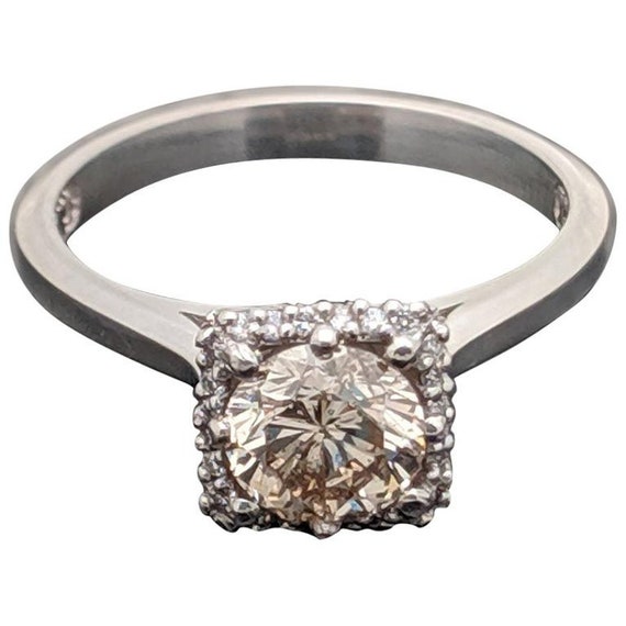 Vintage Champagne Platinum Diamond Ring - image 1