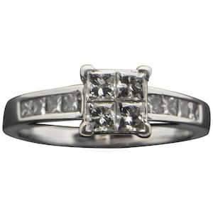 Anello vintage in diamanti in oro bianco 14 Carati