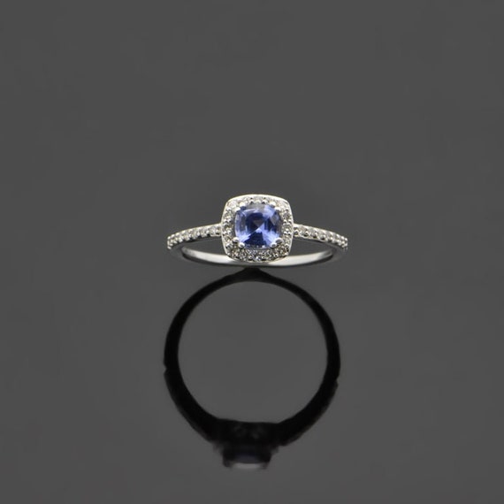 Contemporary 14 Karat White Gold Blue Sapphire an… - image 3