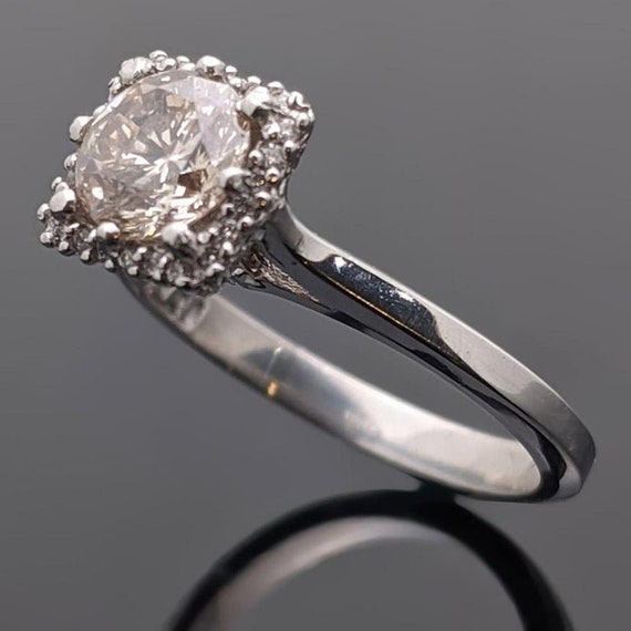 Vintage Champagne Platinum Diamond Ring - image 2