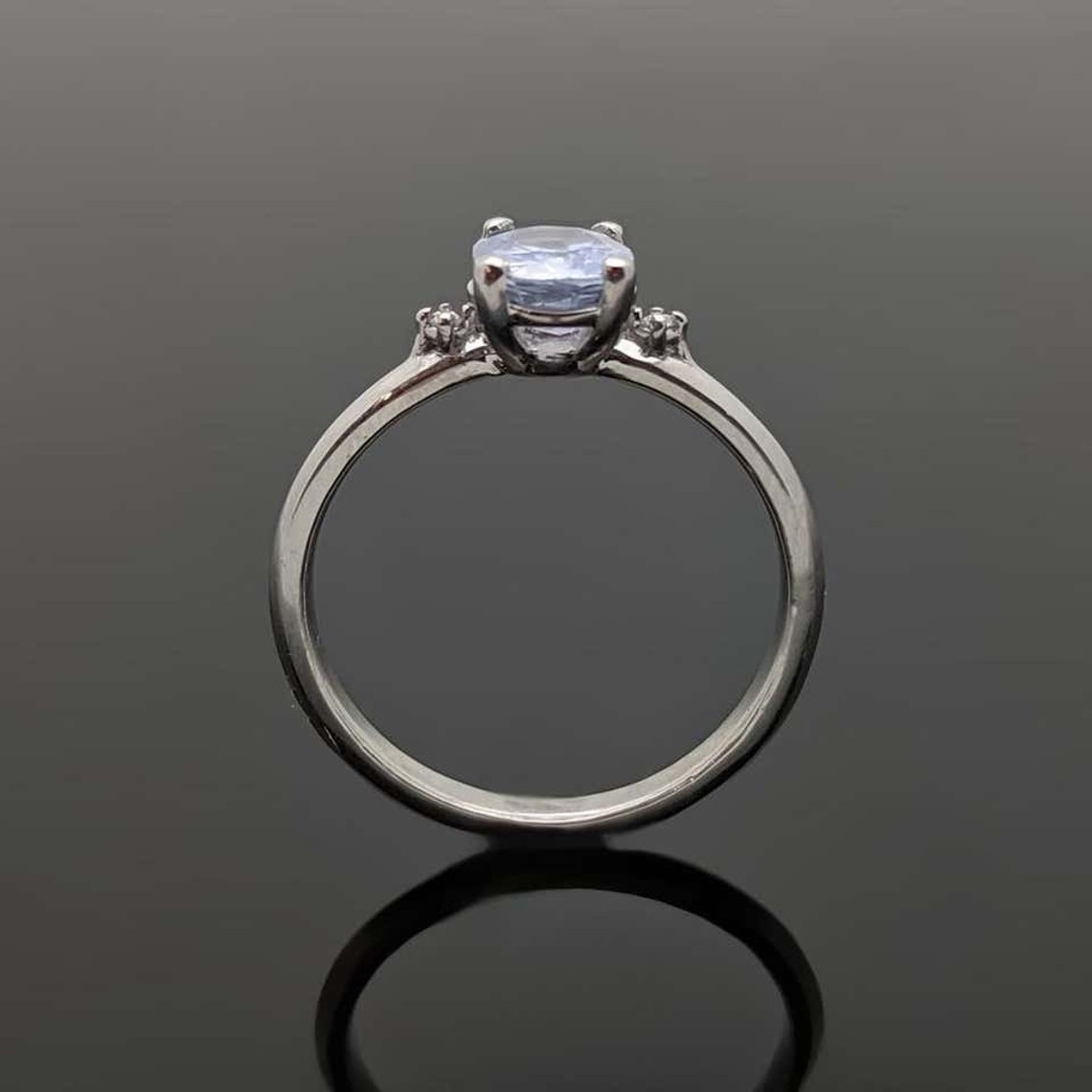 Anillo de diamantes y zafiro azul oro blanco de 14 kt Etsy