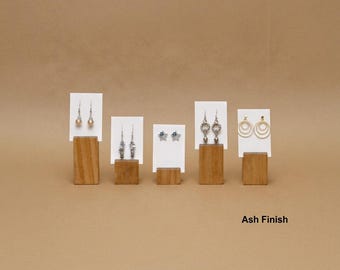 Wooden Earring Card Holder Display: Set of 5 Handmade Risers ER003