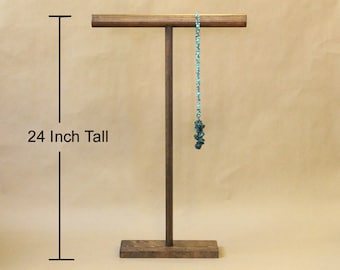 24 Inch Collapsible Solid Wood T-Bar Bracelet Necklace Display / Scarf Stand / Large T Bar Jewelry Organizer / Trade Show Display / TB024