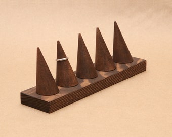 Angled Ring Display / Ring Holder Set / Set of 5 Ring Cones with Base / Trade Show Display / Retail Display / RN002