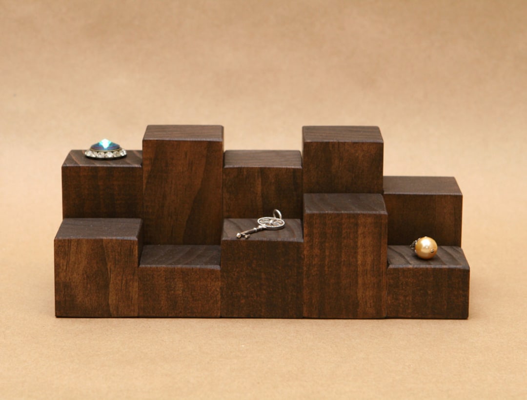 Solid Wood Jewelry Display Riser Set Ring, Cufflink, & Figurine Display ...