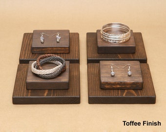 Wooden Jewelry Display Riser For Ring Earring Bracelet / R004