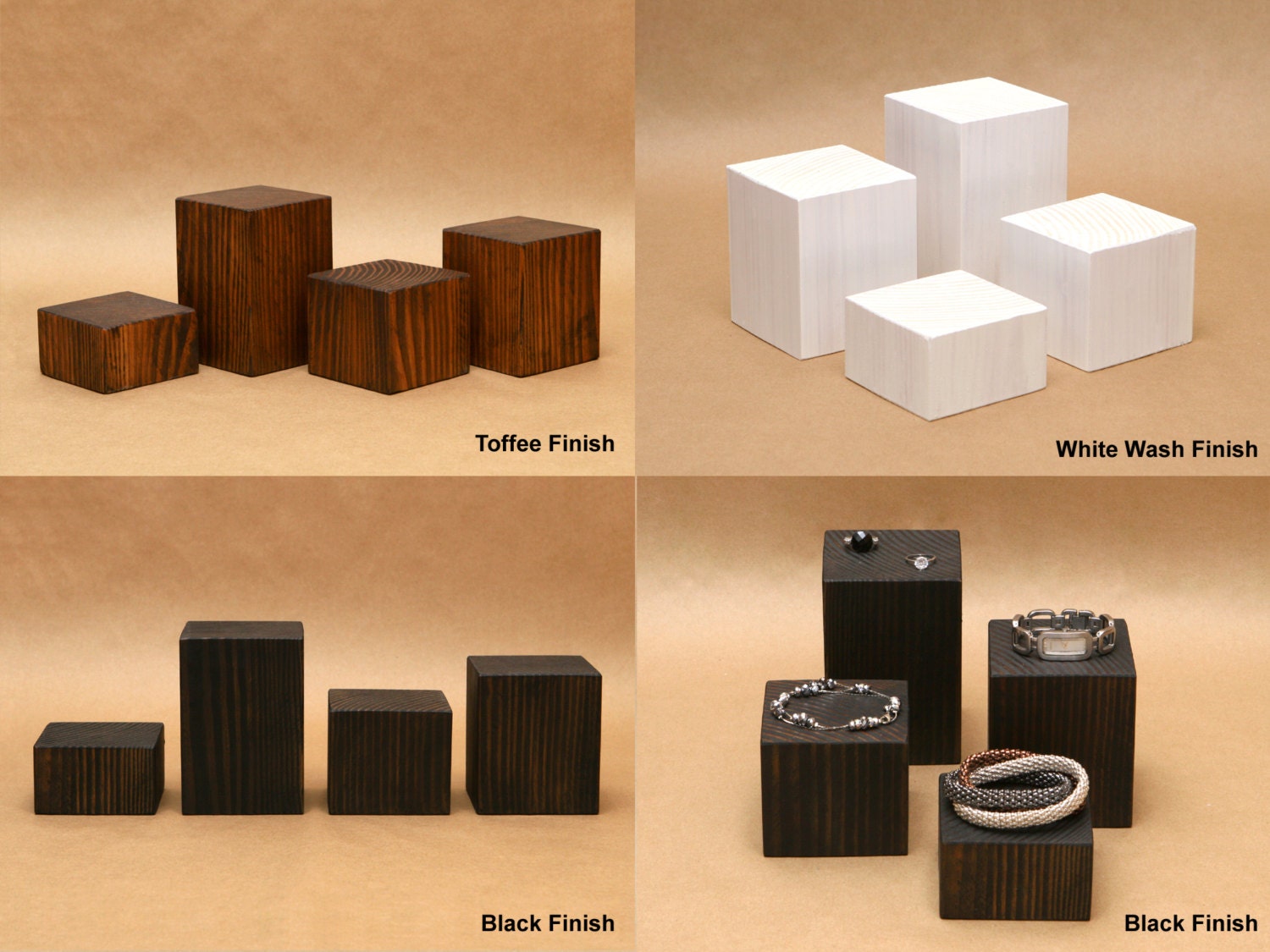 Storage & Organization Wooden Block Display Riser Wood Square Riser