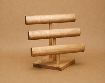 Handmade 3-Tier Wood Bracelet Display Stand: Collapsible Jewelry Holder BR007