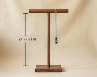 24 Inch Collapsible Solid Wood T-Bar Bracelet Necklace Display / Scarf Stand / Large T Bar Jewelry Organizer / Trade Show Display / TB024