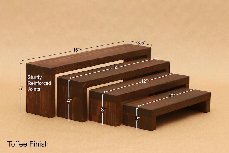 4-tier Solid Wood Nesting Display Shelf Riser for Store and Trade Show ...