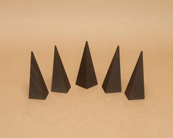 Solid Wood Pyramid Ring Holder: Set of 5, 4-Inch Display RN001