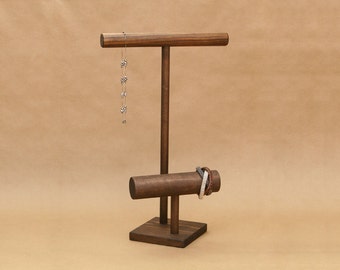 Collapsible Wooden 2-Tier Double T-Bar Bracelet Display / Necklace Display / Bracelet Stand / Jewelry Stand / 6L:18S / TB0618A