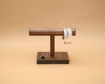 Handmade Wood Bracelet Display T-Bar Stand | Jewelry Organizer | Bangle | Beads | Cuff | 8-Inch T-Bar BR004