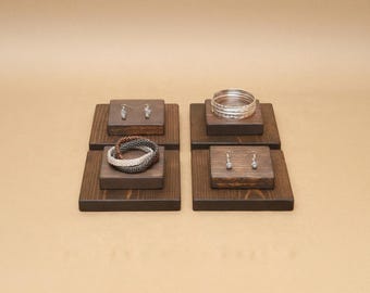 Wooden Jewelry Display Riser For Ring Earring Bracelet / R004