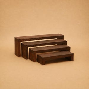 Set of 4 Four-Tier Solid Wood Nesting Display Shelf Riser For Store and Trade Show Product R012