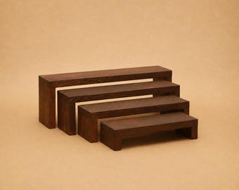 Set of 4 Four-Tier Solid Wood Nesting Display Shelf Riser For Store and Trade Show Product R012