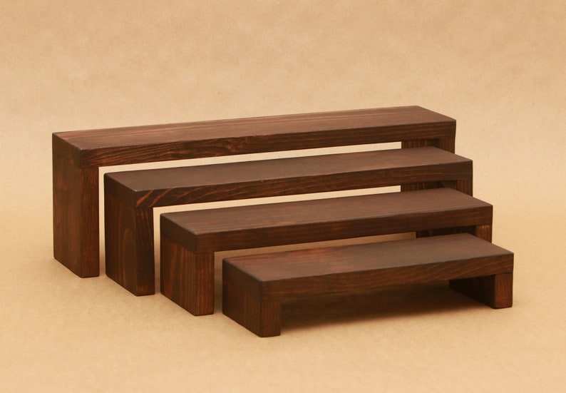 4-Tier Solid Wood Nesting Shelf Riser / Display Shelf / Store Display / Trade Show Display/ Product Riser / R012 imagem 1