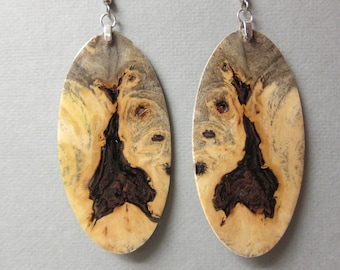 Wooden Long Rectangle Dangle Earrings from Sustainable Exotic Walnut Wood Hypoallergenic Handmade in USA.