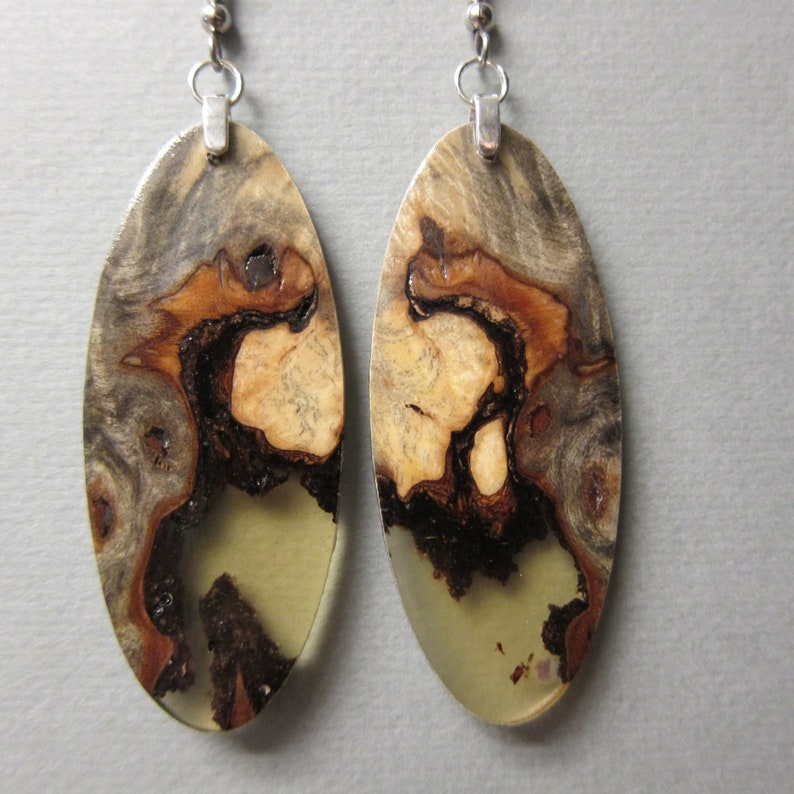 Buckeye Burl & Resin Exotic Wood Earrings Handcrafted image 0