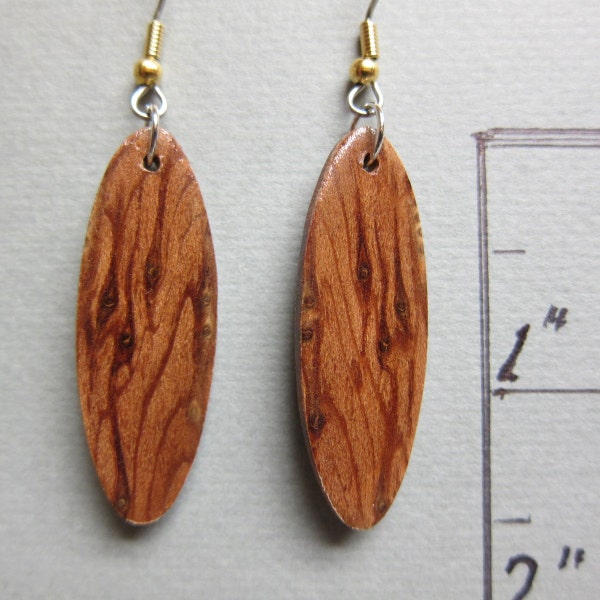 Zebrawood Exotic Wood Earrings, Handcrafted by ExoticWoodJewelryAnd Hypoallergenic wires