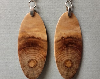 Unique Exotic Wood Earrings Monkey Puzzle Handcrafted Hypoallergenic wires lightweight