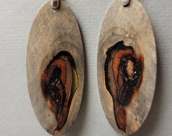 Buckeye Burl Exotic Wood  Oval Dangle Earrings, handcrafted lightweight #ExoticWoodJewelryAnd @RTobaison