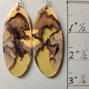 LargeBuckeye Burl n Resin Exotic Wood Oval Drop Dangle Earrings ExoticWoodJewelryAnd handcrafted image 2