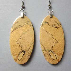 Spalted Tamarind Exotic Wood Earrings Oval dangle Rectangle handcrafted  ExoticwoodJewelryAnd