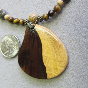 unisex Yin Yang Desert Ironwood Pendant Beaded Necklace Exotic Wood ExoticWoodJewelryAnd Ecofriendly repurposed image 5