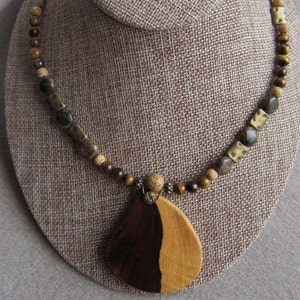 unisex Yin Yang Desert Ironwood Pendant Beaded Necklace Exotic Wood ExoticWoodJewelryAnd Ecofriendly repurposed image 2