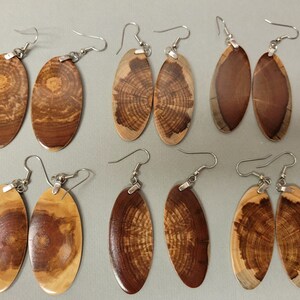 Gift Package 6 Exotic Wood Earrings OVAL Dangle Monkey Puzzle Wholesale ExoticWoodJewelryAnd handcrafted Bridal gifts image 3