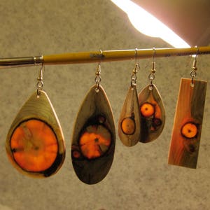 Glowing Pine Beautiful Long Exotic Wood Earrings handcrafted by ExoticwoodJewelryAnd lightweight image 3