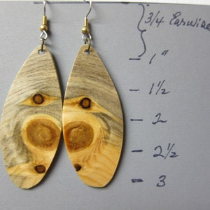 Multi-color Wood Earrings drop Glowing Pine Glows when backlit Handcrafted ExoticWoodJewelryAnd image 2