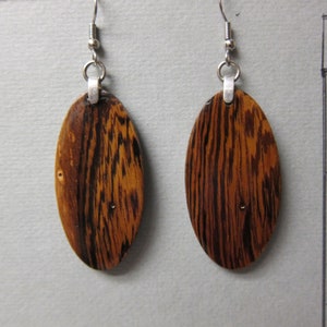Pheasant Wood Exotic Wood Earrings, Handcrafted Ligthweight Ecofriendly repurposed ExoticwoodJewelryAnd image 1