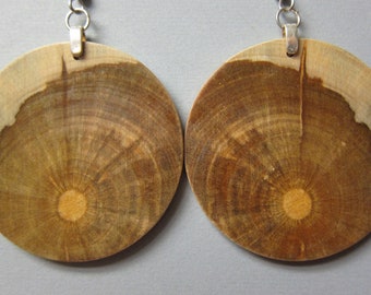 Circle, Earrings Norfolk Island Pine, Exotic Wood  hypoallergenic handcrafted large