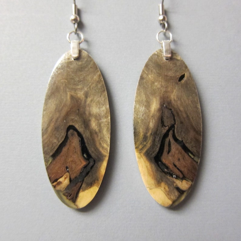 Unique, Buckeye Burl Exotic Wood Earrings & Resin ExoticWoodJewelry handcrafted ecofriendly lightweight image 1