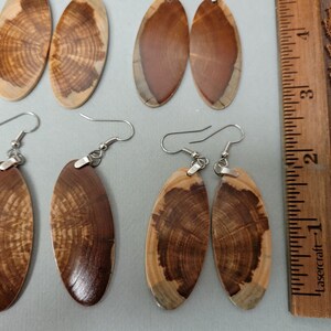 Gift Package 6 Exotic Wood Earrings OVAL Dangle Monkey Puzzle Wholesale ExoticWoodJewelryAnd handcrafted Bridal gifts image 2