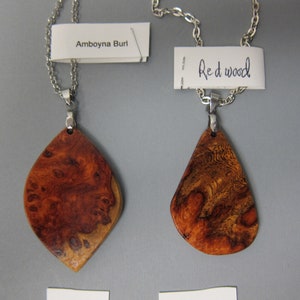 2 Choices Unique Pendant Necklaces, Amboyna Burl or Afzelia Burl,Exotic Wood Pick one RTobaison image 5