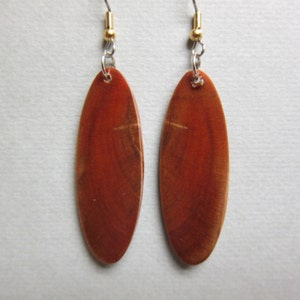 Long dangle Exotic Wood Earrings Norfolk Island Pine repurposed Handcrafted ExoticWoodJewelryAnd image 1