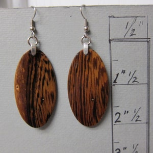 Pheasant Wood Exotic Wood Earrings, Handcrafted Ligthweight Ecofriendly repurposed ExoticwoodJewelryAnd image 2