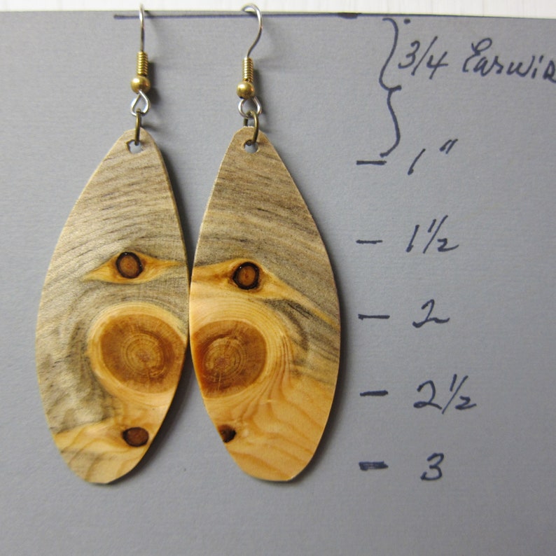 Multi-color Wood Earrings drop Glowing Pine Glows when backlit Handcrafted ExoticWoodJewelryAnd image 1